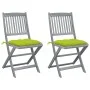 Klappbare Gartenstühle, 2 Stück, Kissen aus massivem Akazienholz von vidaXL, Gartenstühle - Ref: Foro24-3064562, Preis: 121,3...