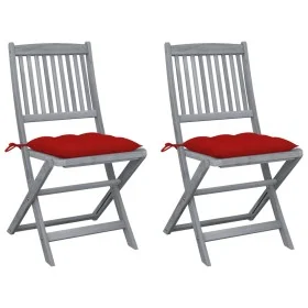 Klappbare Gartenstühle, 2 Stück, Kissen aus massivem Akazienholz von vidaXL, Gartenstühle - Ref: Foro24-3064557, Preis: 133,4...