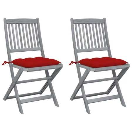 Klappbare Gartenstühle, 2 Stück, Kissen aus massivem Akazienholz von vidaXL, Gartenstühle - Ref: Foro24-3064557, Preis: 121,2...