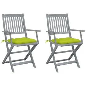 Folding garden chairs 2 pcs cushions solid acacia wood by vidaXL, Garden chairs - Ref: Foro24-3064508, Price: 120,78 €, Disco...
