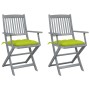 Klappbare Gartenstühle, 2 Stück, Kissen aus massivem Akazienholz von vidaXL, Gartenstühle - Ref: Foro24-3064508, Preis: 128,9...