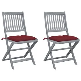 Folding garden chairs 2 pcs cushions solid acacia wood by vidaXL, Garden chairs - Ref: Foro24-3064560, Price: 121,31 €, Disco...