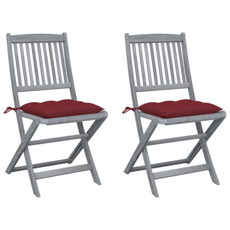 Folding garden chairs 2 pcs cushions solid acacia wood by vidaXL, Garden chairs - Ref: Foro24-3064560, Price: 141,98 €, Disco...