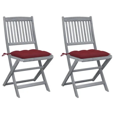 Folding garden chairs 2 pcs cushions solid acacia wood by vidaXL, Garden chairs - Ref: Foro24-3064560, Price: 121,31 €, Disco...