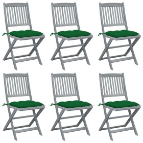 Folding garden chairs 6 pcs solid acacia wood cushions by vidaXL, Garden chairs - Ref: Foro24-3065454, Price: 335,75 €, Disco...