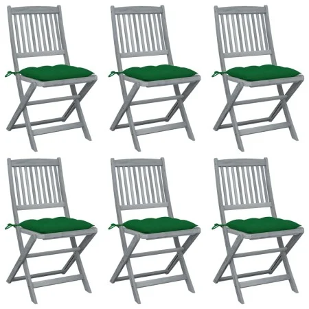 Klappbare Gartenstühle, 6 Stück, Kissen aus massivem Akazienholz von vidaXL, Gartenstühle - Ref: Foro24-3065454, Preis: 318,9...