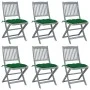 Klappbare Gartenstühle, 6 Stück, Kissen aus massivem Akazienholz von vidaXL, Gartenstühle - Ref: Foro24-3065454, Preis: 318,9...
