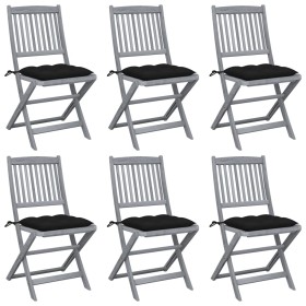Folding garden chairs 6 pcs solid acacia wood cushions by vidaXL, Garden chairs - Ref: Foro24-3065456, Price: 335,38 €, Disco...