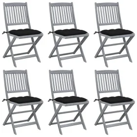 Folding garden chairs 6 pcs solid acacia wood cushions by vidaXL, Garden chairs - Ref: Foro24-3065456, Price: 318,13 €, Disco...