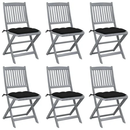 Folding garden chairs 6 pcs solid acacia wood cushions by vidaXL, Garden chairs - Ref: Foro24-3065456, Price: 318,07 €, Disco...