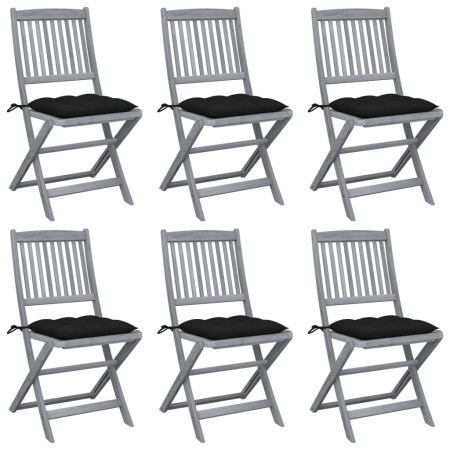 Klappbare Gartenstühle, 6 Stück, Kissen aus massivem Akazienholz von vidaXL, Gartenstühle - Ref: Foro24-3065456, Preis: 335,1...