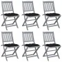 Folding garden chairs 6 pcs solid acacia wood cushions by vidaXL, Garden chairs - Ref: Foro24-3065456, Price: 318,07 €, Disco...