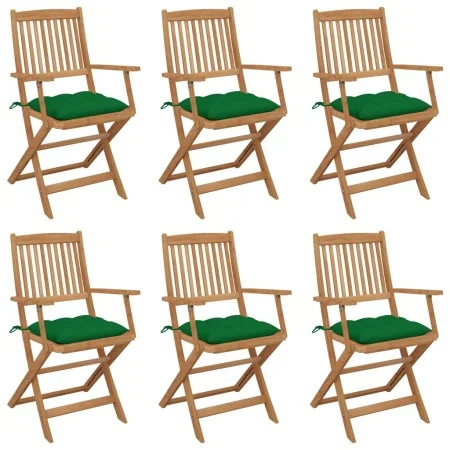 Sillas de jardín plegables 6 uds y cojines madera maciza acacia de vidaXL, Sillas de jardín - Ref: Foro24-3074960, Precio: 34...