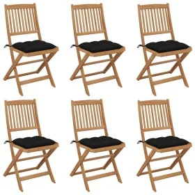 6 Stück klappbare Gartenstühle und Kissen aus massivem Akazienholz von vidaXL, Gartenstühle - Ref: Foro24-3075016, Preis: 300...