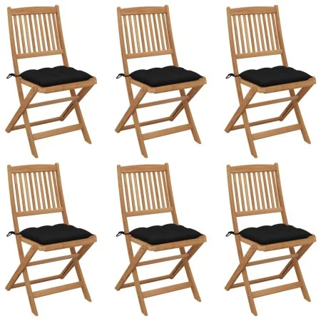 6 Stück klappbare Gartenstühle und Kissen aus massivem Akazienholz von vidaXL, Gartenstühle - Ref: Foro24-3075016, Preis: 325...