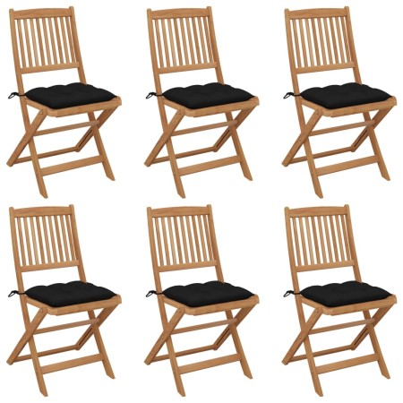 6 Stück klappbare Gartenstühle und Kissen aus massivem Akazienholz von vidaXL, Gartenstühle - Ref: Foro24-3075016, Preis: 318...