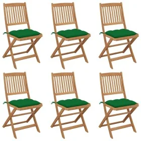 6 pcs folding garden chairs and solid acacia wood cushions by vidaXL, Garden chairs - Ref: Foro24-3075014, Price: 300,29 €, D...