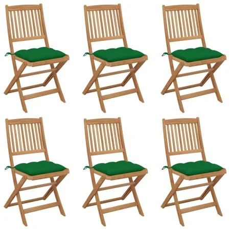 6 pcs folding garden chairs and solid acacia wood cushions by vidaXL, Garden chairs - Ref: Foro24-3075014, Price: 311,50 €, D...