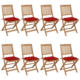 8 Stück klappbare Gartenstühle und Kissen aus massivem Akazienholz von vidaXL, Gartenstühle - Ref: Foro24-3075042, Preis: 403...