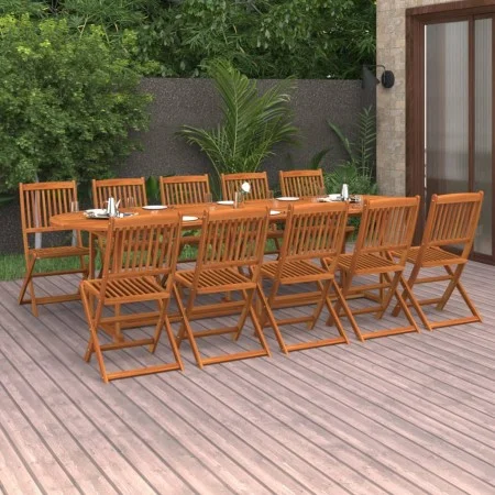 Garten-Essgruppe 11-teilig aus massivem Akazienholz von vidaXL, Gartensets - Ref: Foro24-3086980, Preis: 755,42 €, Rabatt: %