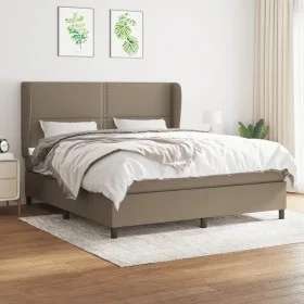 Box spring bed with taupe gray fabric mattress 160x200 cm by vidaXL, Beds and slatted bases - Ref: Foro24-3127897, Price: 587...