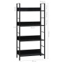 4-stufiges Regal aus schwarzem Holzwerkstoff, 60 x 27,6 x 124,5 cm von vidaXL, Bücherregale und Regale - Ref: Foro24-288222, ...