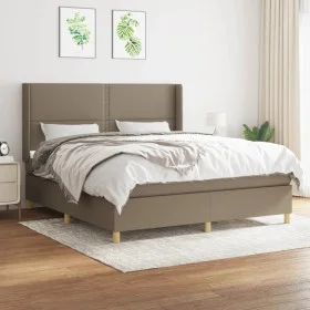 Box spring bed with taupe gray fabric mattress 160x200 cm by vidaXL, Beds and slatted bases - Ref: Foro24-3131925, Price: 584...