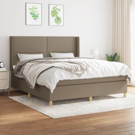Box spring bed with taupe gray fabric mattress 160x200 cm by vidaXL, Beds and slatted bases - Ref: Foro24-3131925, Price: 598...
