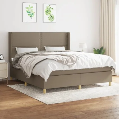 Box spring bed with taupe gray fabric mattress 160x200 cm by vidaXL, Beds and slatted bases - Ref: Foro24-3131925, Price: 584...