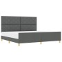 Estructura de cama con cabecera Gris oscuro 200 x 200 cm tela