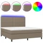 Box spring bed with mattress and LED lights taupe gray fabric 160x200 cm by vidaXL, Beds and slatted bases - Ref: Foro24-3134...