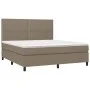 Box spring bed with mattress and LED lights taupe gray fabric 160x200 cm by vidaXL, Beds and slatted bases - Ref: Foro24-3134...