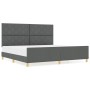 Estructura de cama con cabecera Gris oscuro 200 x 200 cm tela