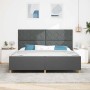 Estructura de cama con cabecera Gris oscuro 200 x 200 cm tela