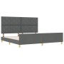 Estructura de cama con cabecera Gris oscuro 200 x 200 cm tela