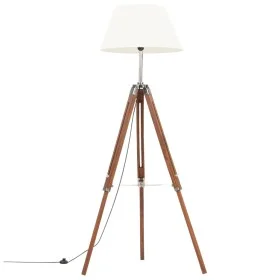 Braune und weiße Stativlampe aus massivem Teakholz, 141 cm von vidaXL, Lampen - Ref: Foro24-288077, Preis: 98,24 €, Rabatt: %
