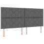 Estructura de cama con cabecera Gris oscuro 200 x 200 cm tela