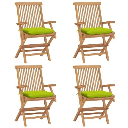Garden chairs 4 pcs teak wood and bright green cushions by vidaXL, Garden chairs - Ref: Foro24-3065643, Price: 357,01 €, Disc...