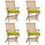 Garden chairs 4 pcs teak wood and bright green cushions by vidaXL, Garden chairs - Ref: Foro24-3065643, Price: 357,01 €, Disc...