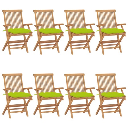 Gartenstühle 8 Einheiten aus Teakholz mit hellgrünen Kissen von vidaXL, Gartenstühle - Ref: Foro24-3072915, Preis: 624,75 €, ...