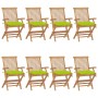 Gartenstühle 8 Einheiten aus Teakholz mit hellgrünen Kissen von vidaXL, Gartenstühle - Ref: Foro24-3072915, Preis: 624,75 €, ...