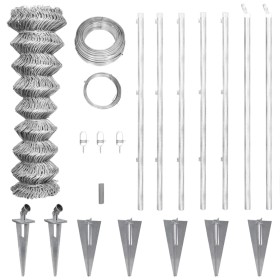 Metal fence with galvanized steel posts stakes 15x1.5 m by vidaXL, fence panels - Ref: Foro24-141505, Price: 194,36 €, Discou...