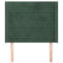 Cabecero con orejas de terciopelo verde oscuro 83x16x118/128 cm