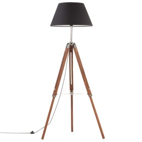 Braune und schwarze Stativlampe aus massivem Teakholz, 141 cm von vidaXL, Lampen - Ref: Foro24-288079, Preis: 88,57 €, Rabatt: %