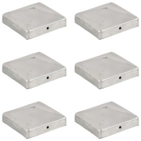 Tapas para postes de valla 6 unidades metal galvanizado 91x91mm