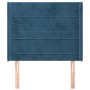 Cabecero con orejas de terciopelo azul oscuro 83x16x118/128 cm