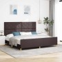 Estructura de cama con cabecera Marrón oscuro 200 x 200 cm tela