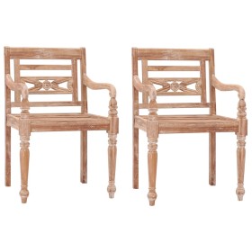Batavia chairs 2 units solid bleached teak wood by vidaXL, Garden chairs - Ref: Foro24-316034, Price: 226,68 €, Discount: %