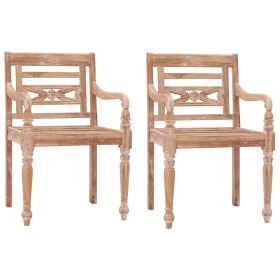 Batavia chairs 2 units solid bleached teak wood by vidaXL, Garden chairs - Ref: Foro24-316034, Price: 220,52 €, Discount: %