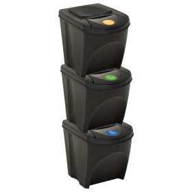 Stapelbare Mülleimer 3 Stück anthrazitgrau 75 L von vidaXL, Mülltonnen und Mülltonnen - Ref: Foro24-316184, Preis: 64,76 €, R...